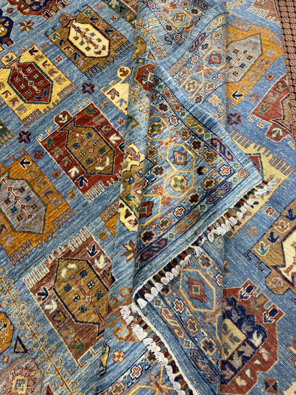 Afghan Khorjin — Sky Blue Field with Saddlebag Panels