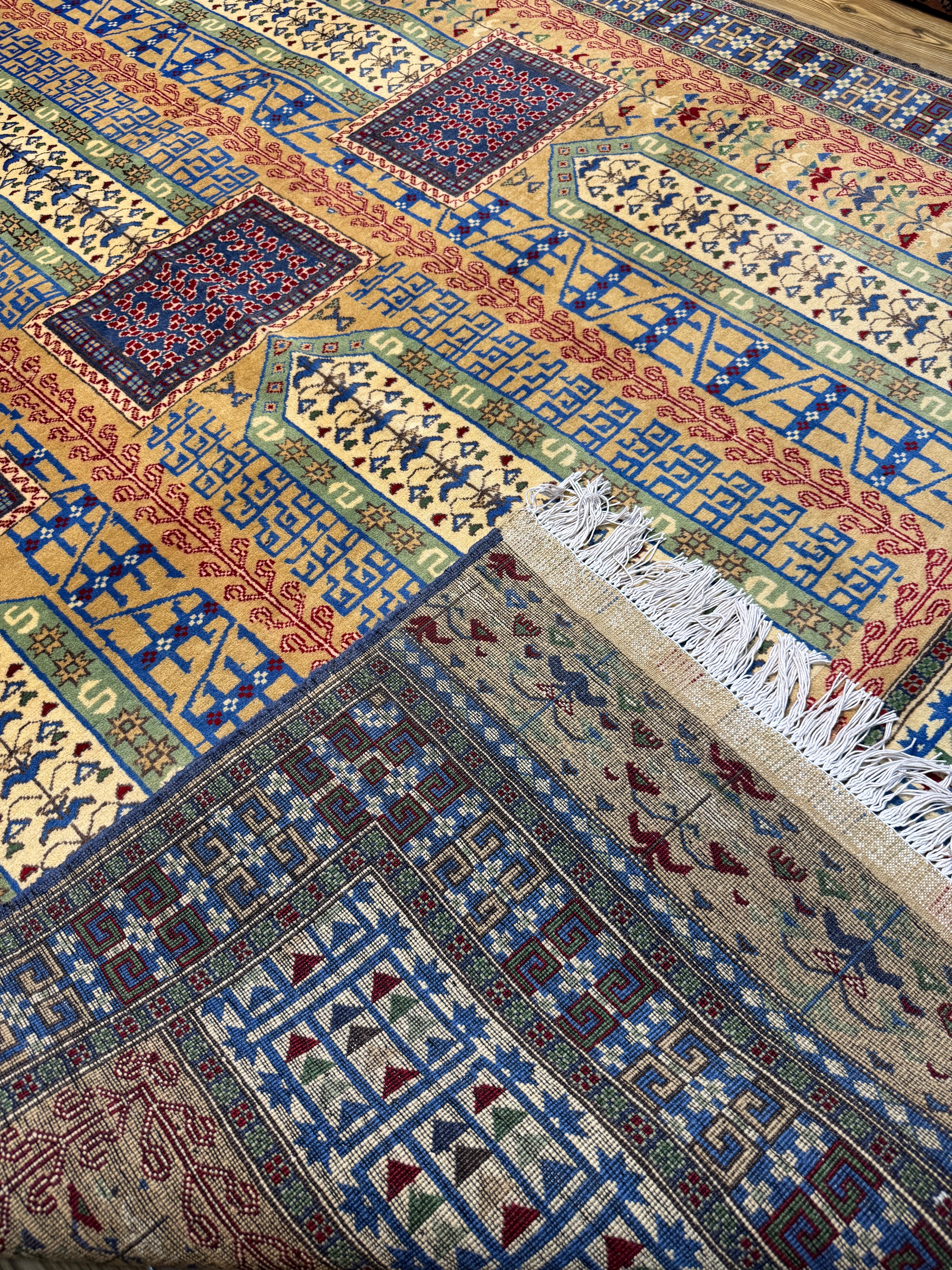 Afghan Turkoman – Gold Six-Mihrab "Saf" Prayer Design