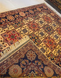 Handmade Turkoman Rug – Gold Rosette Medallion, Afghan Wool 5x7 (1.5m x 2m)