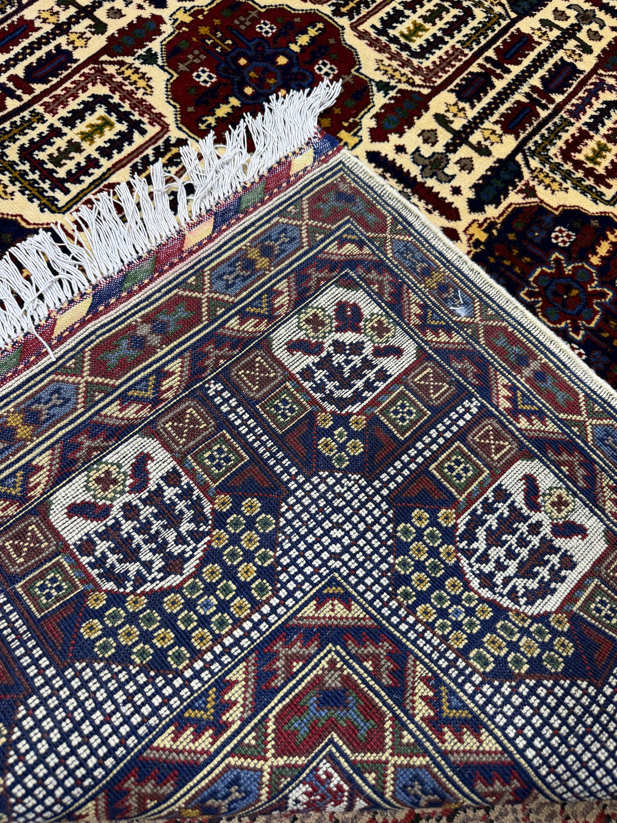 Afghan Mauri — Cream Field with Burgundy & Navy Guls