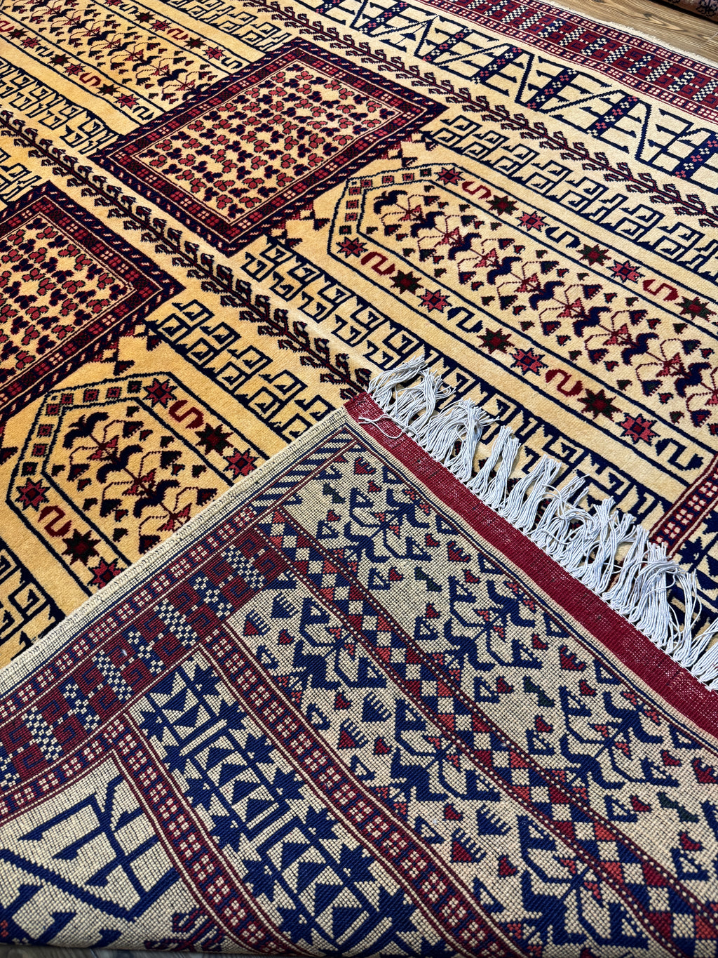 Afghan Turkoman – Gold Four-Mihrab Prayer Design