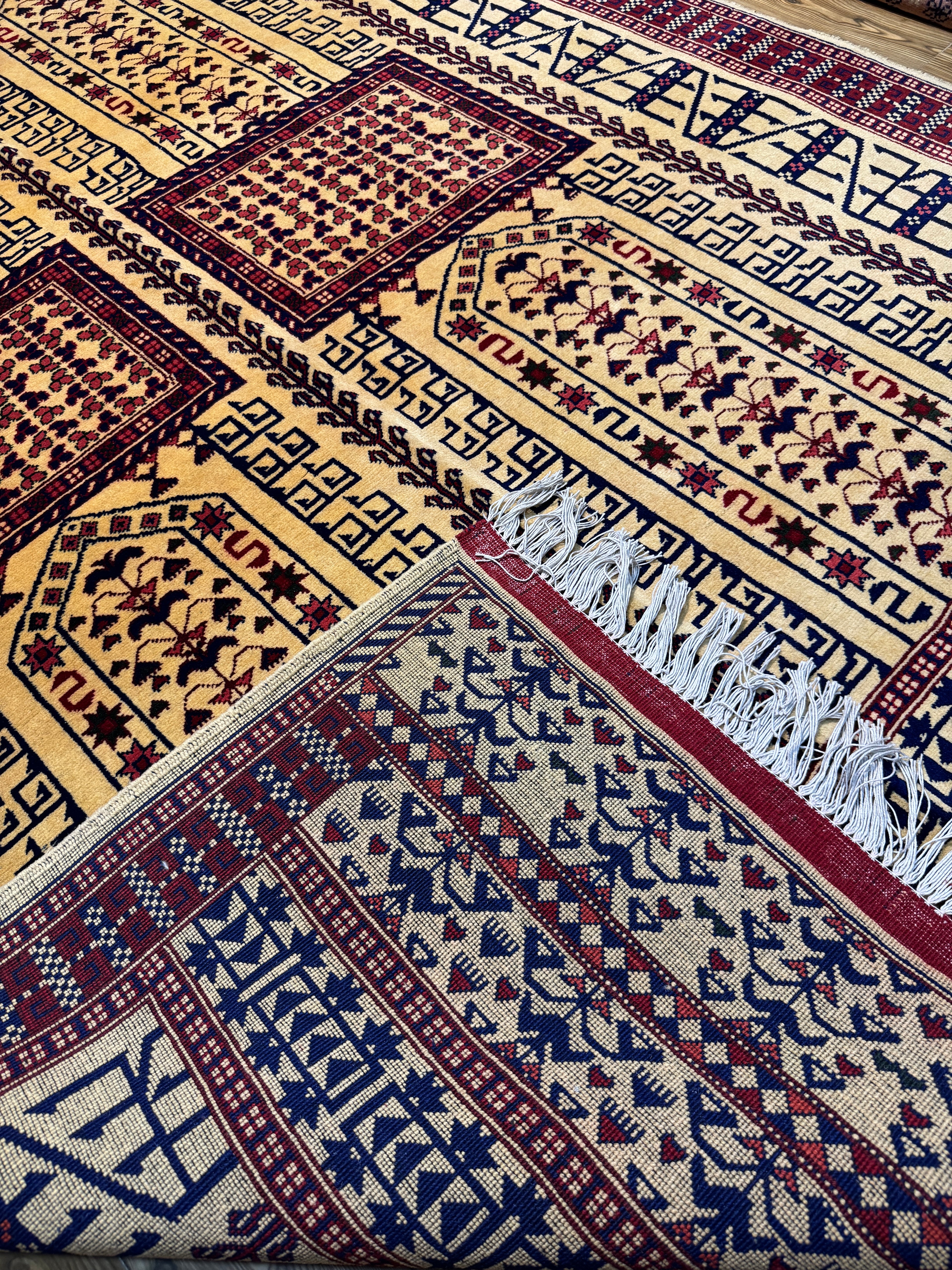 Afghan Turkoman – Gold Four-Mihrab Prayer Design