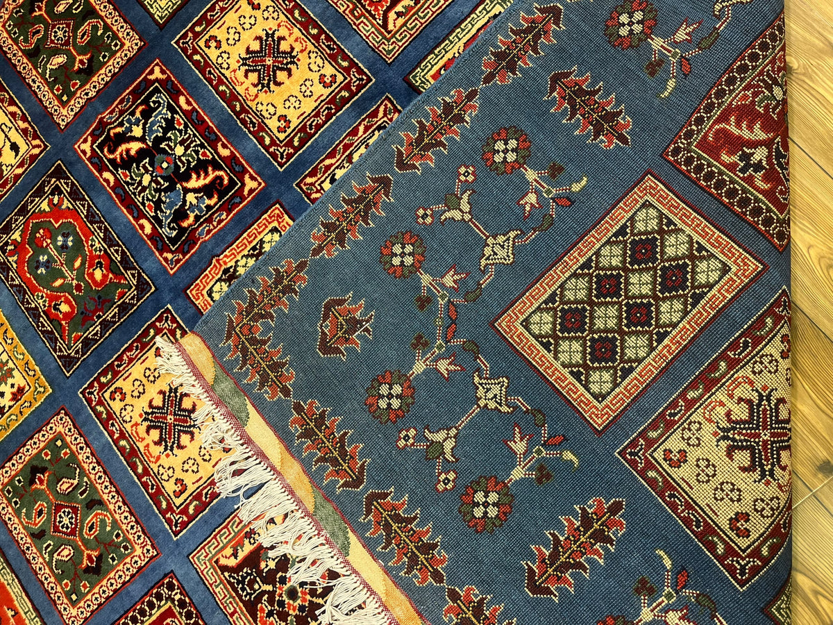 Handmade Afghan Ayna Gul Rug — Sky Blue & Cream