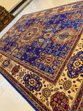 Handmade Afghan Rug – Cream & Burgundy Octagonal Star Medallion