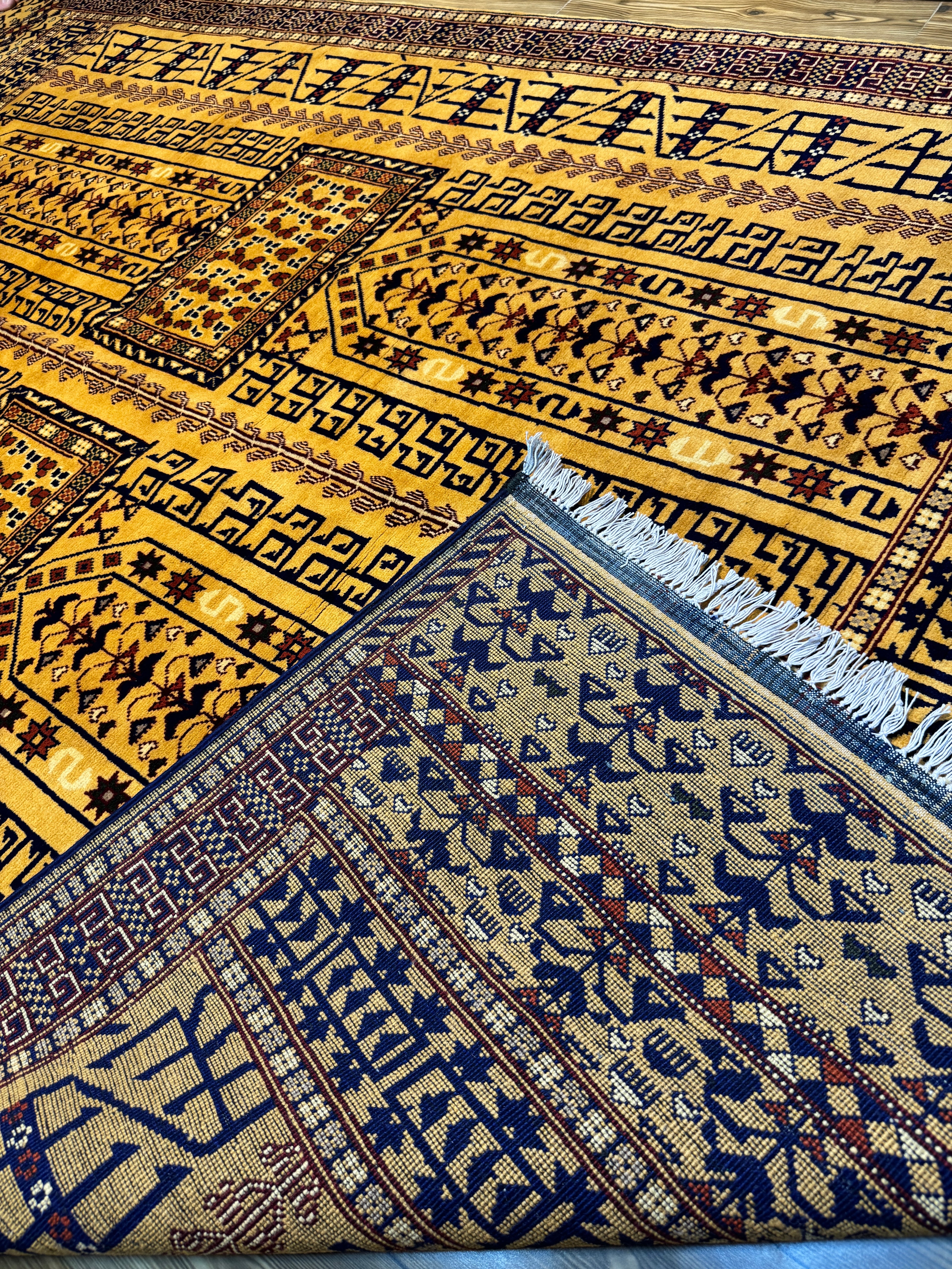 Afghan Turkoman – Gold Four-Mihrab Prayer Design II
