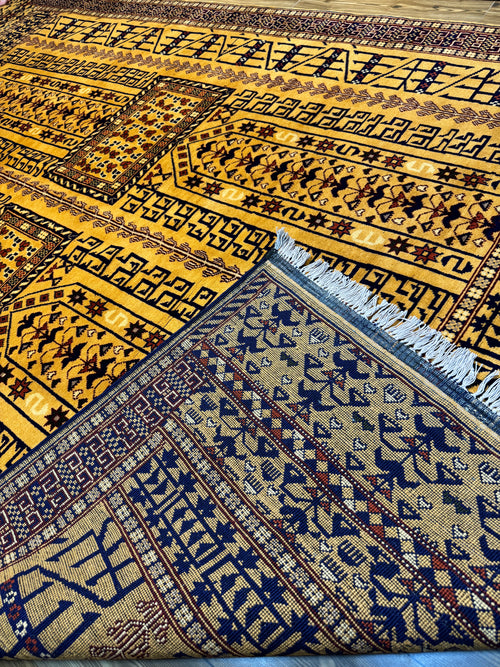Afghan Turkoman – Gold Four-Mihrab Prayer Design II