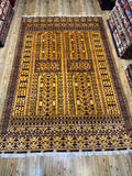 Afghan Turkoman – Gold Four-Mihrab Prayer Design II
