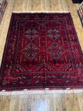 Baluch – Deep Red Hooked Diamond Medallion