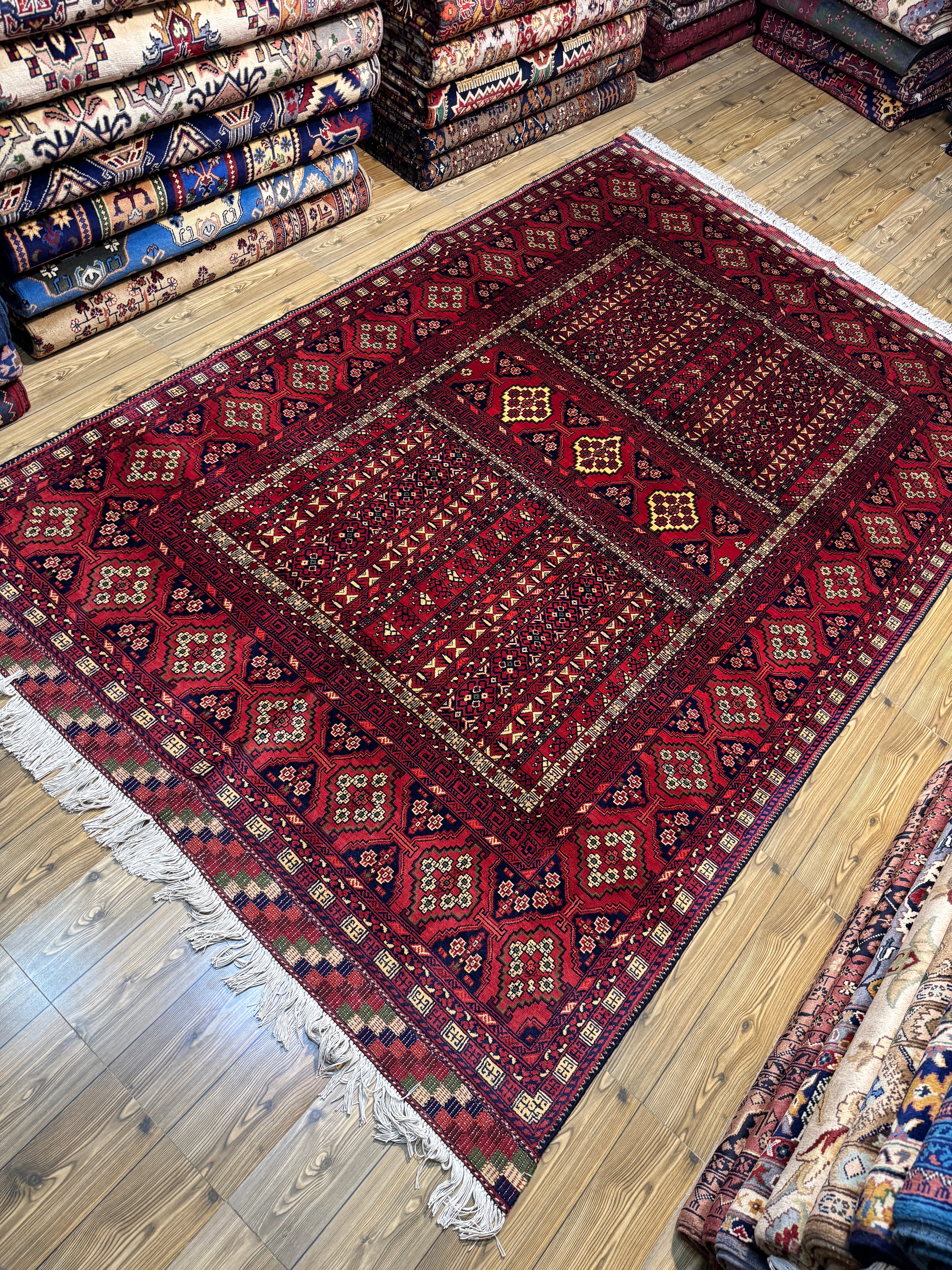 Ersari-Turkoman – Deep Red Paneled Gul Design