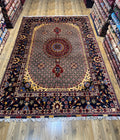 Qom-Style – Ivory & Navy Sunburst Medallion