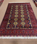 Ersari – Navy & Burgundy Column Lattice