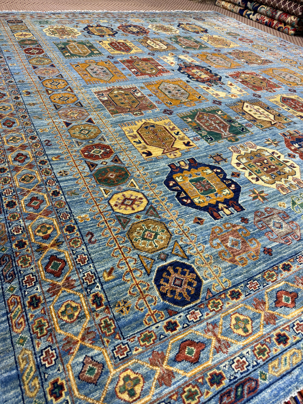 Afghan Khorjin — Sky Blue Field with Saddlebag Panels