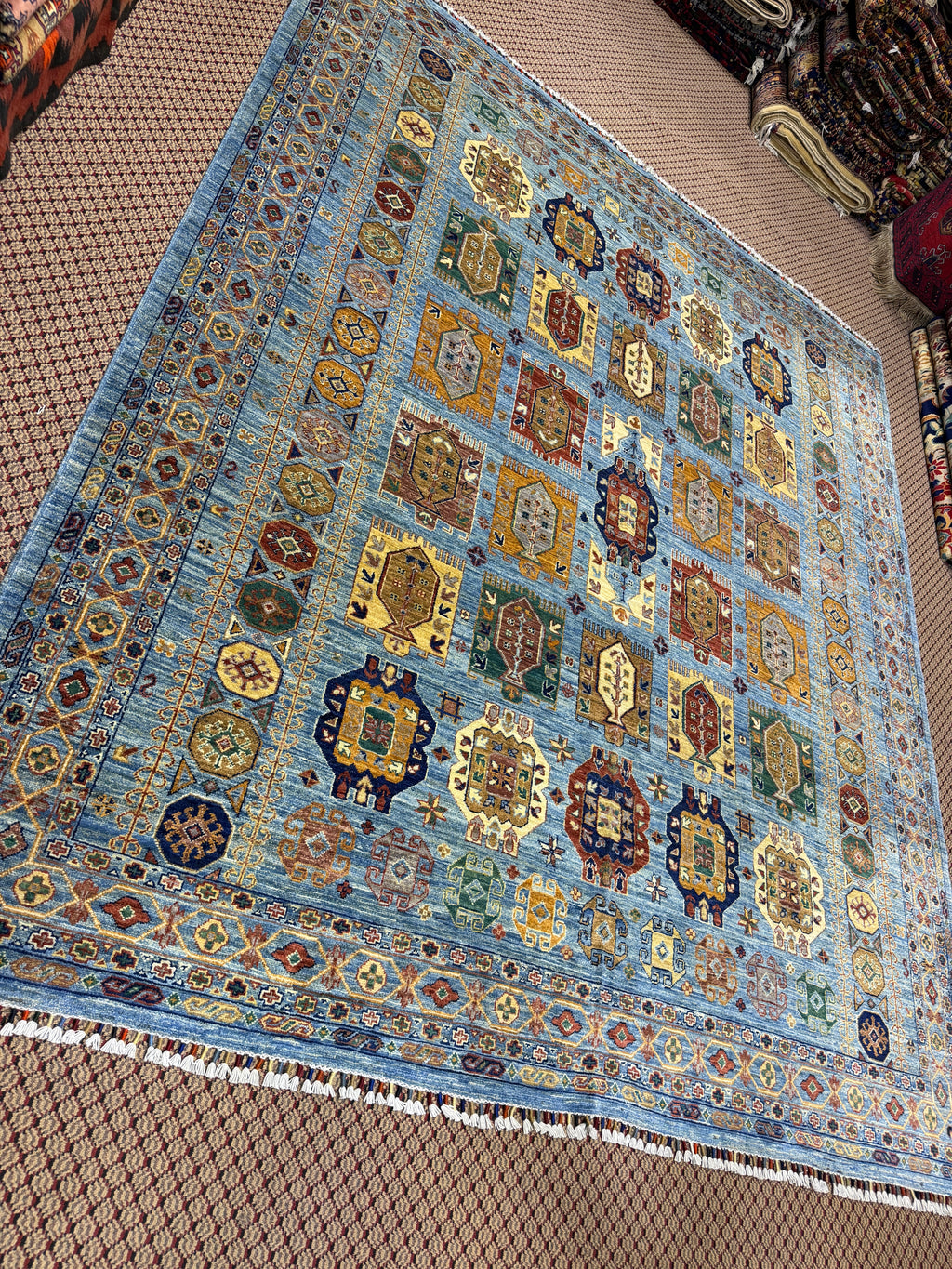 Afghan Khorjin — Sky Blue Field with Saddlebag Panels