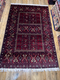 Ersari – Burgundy & Teal Paneled Tree Design