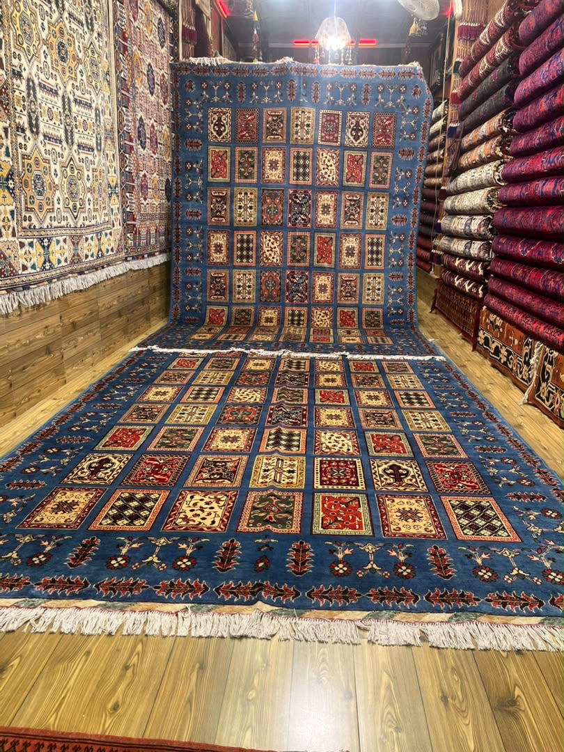Handmade Afghan Ayna Gul Rug — Sky Blue & Cream