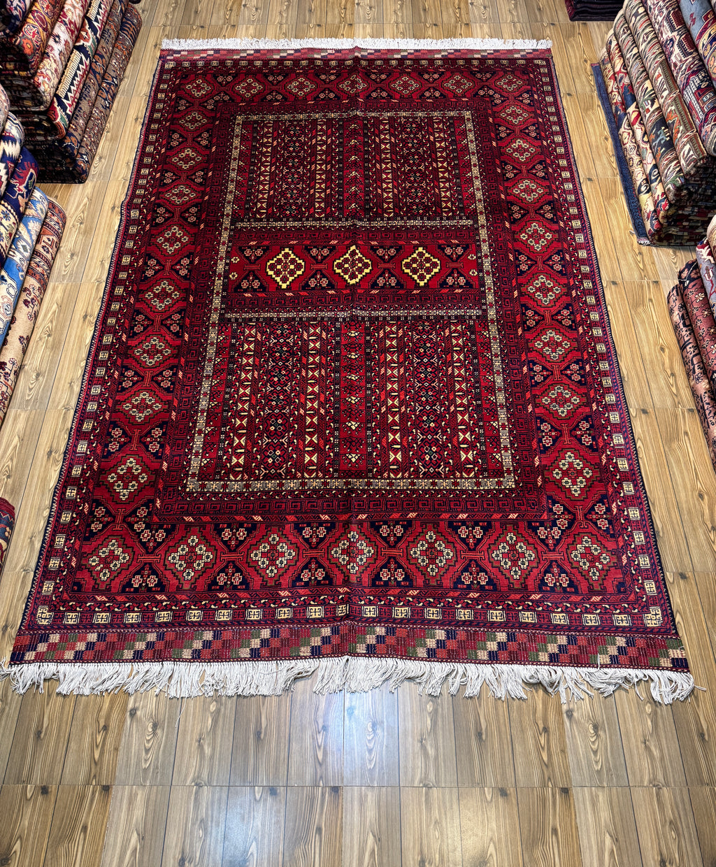 Ersari-Turkoman – Deep Red Paneled Gul Design