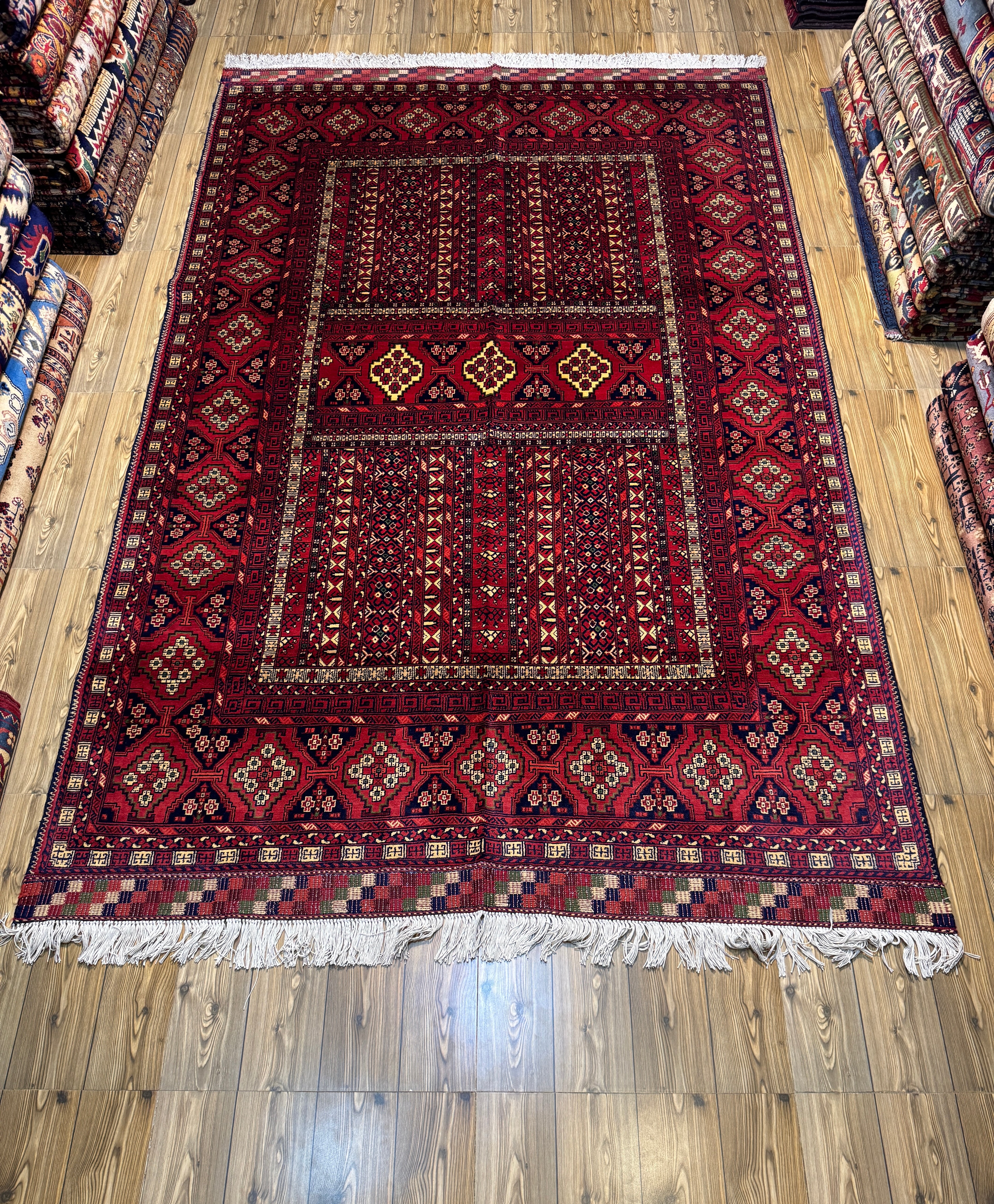 Ersari-Turkoman – Deep Red Paneled Gul Design