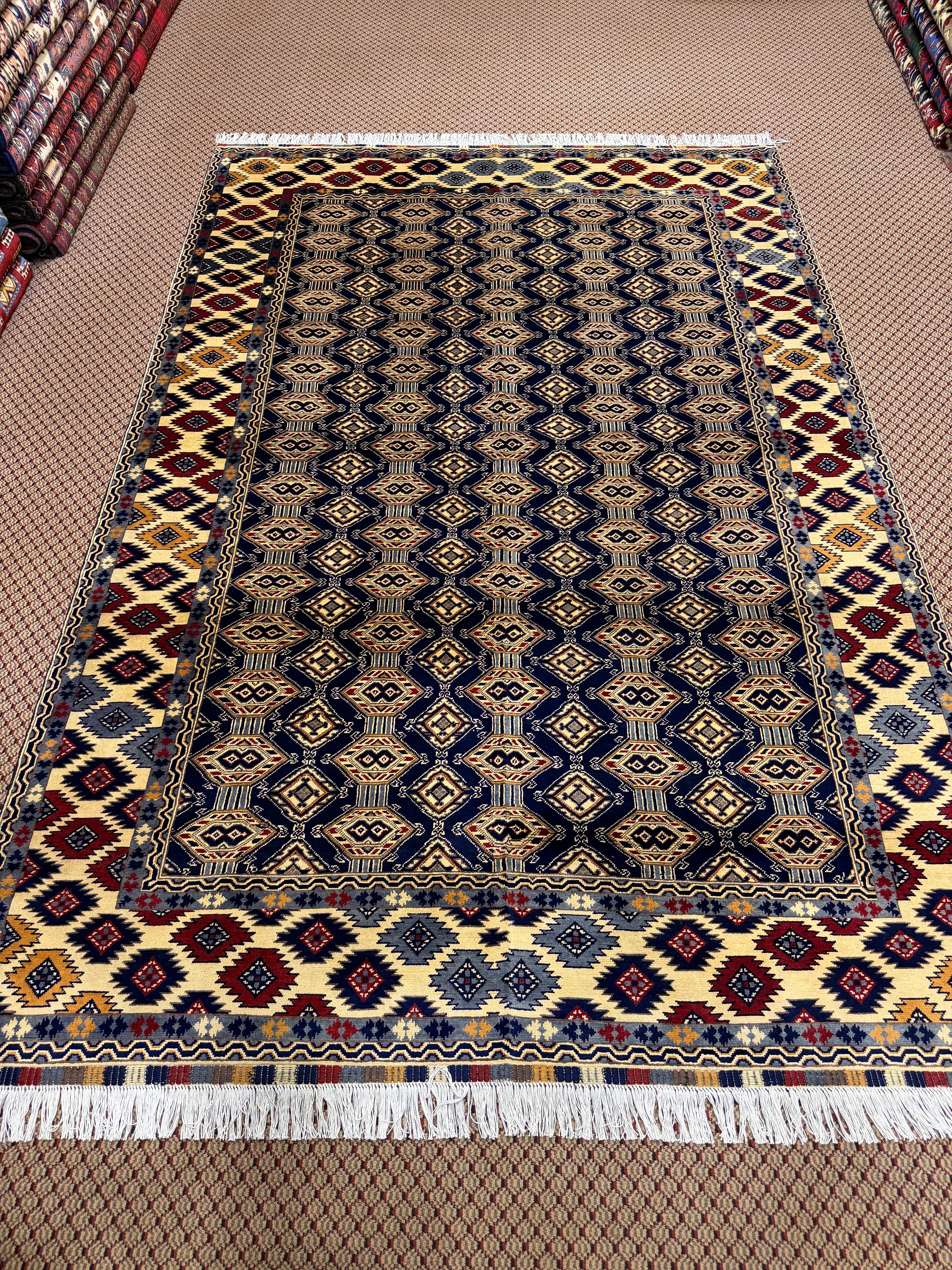 Baluchi – Navy & Gold Diamond Repeat