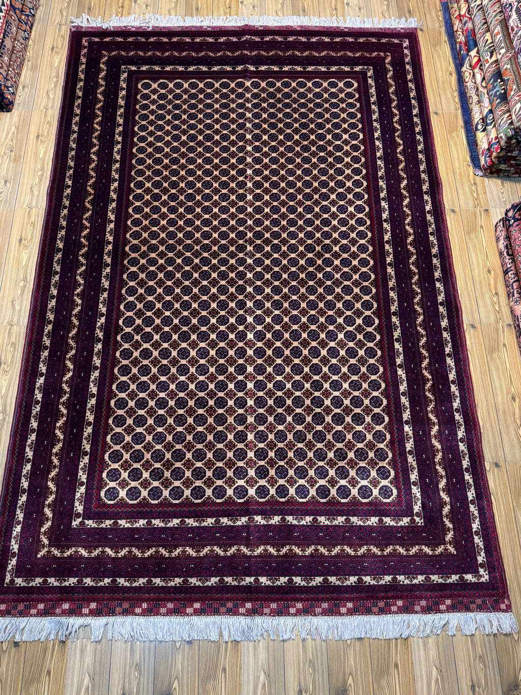 Mir-Boteh – Ivory & Burgundy Allover Pattern