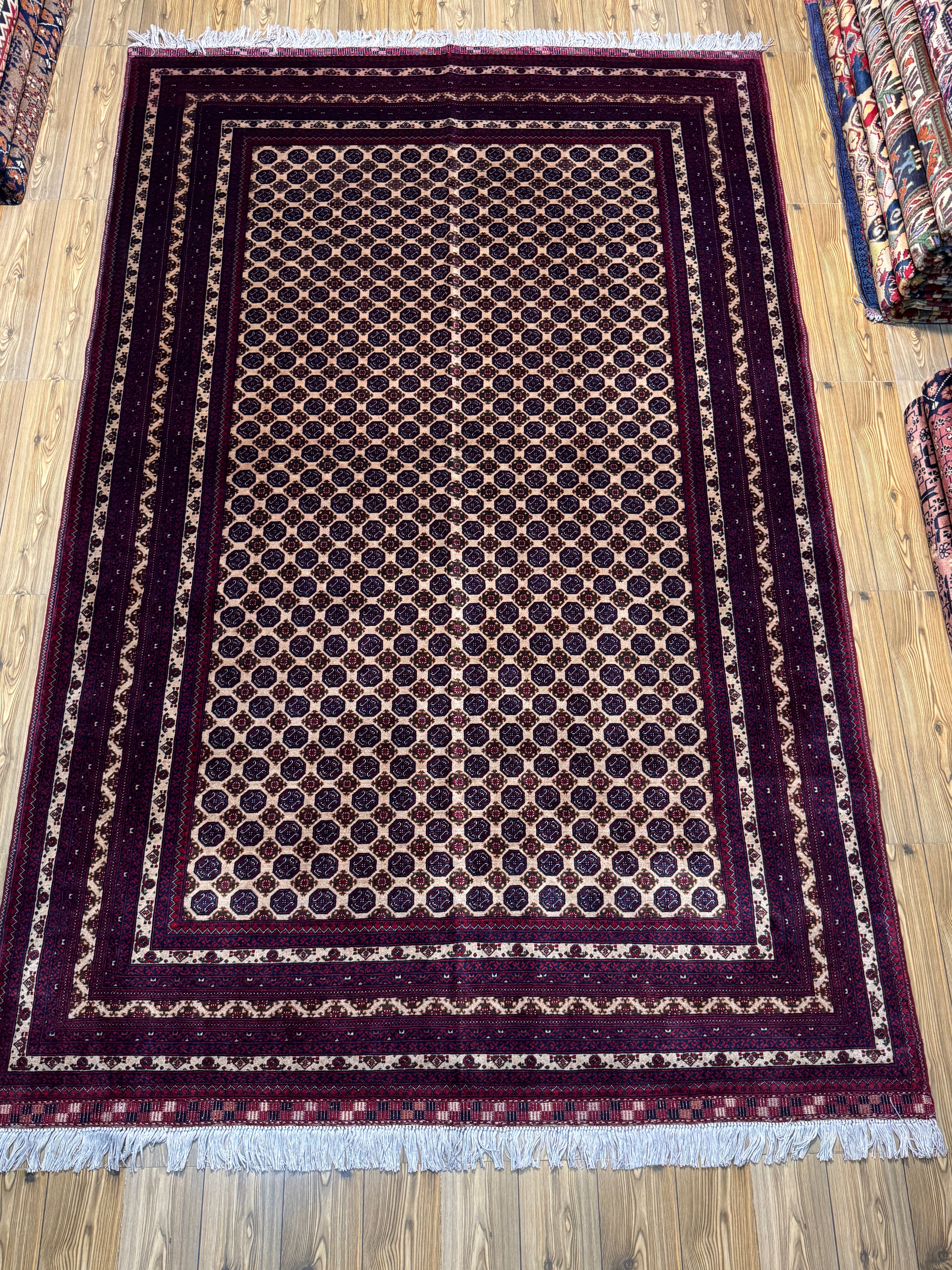 Mir-Boteh – Ivory & Burgundy Allover Pattern