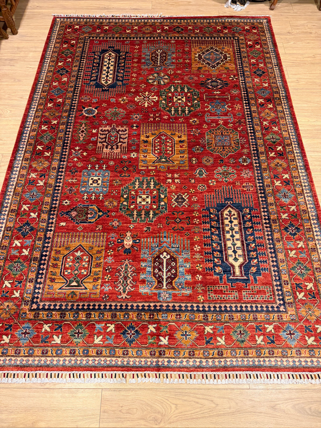 Kazak – Brick Red Scattered Tribal Medallions