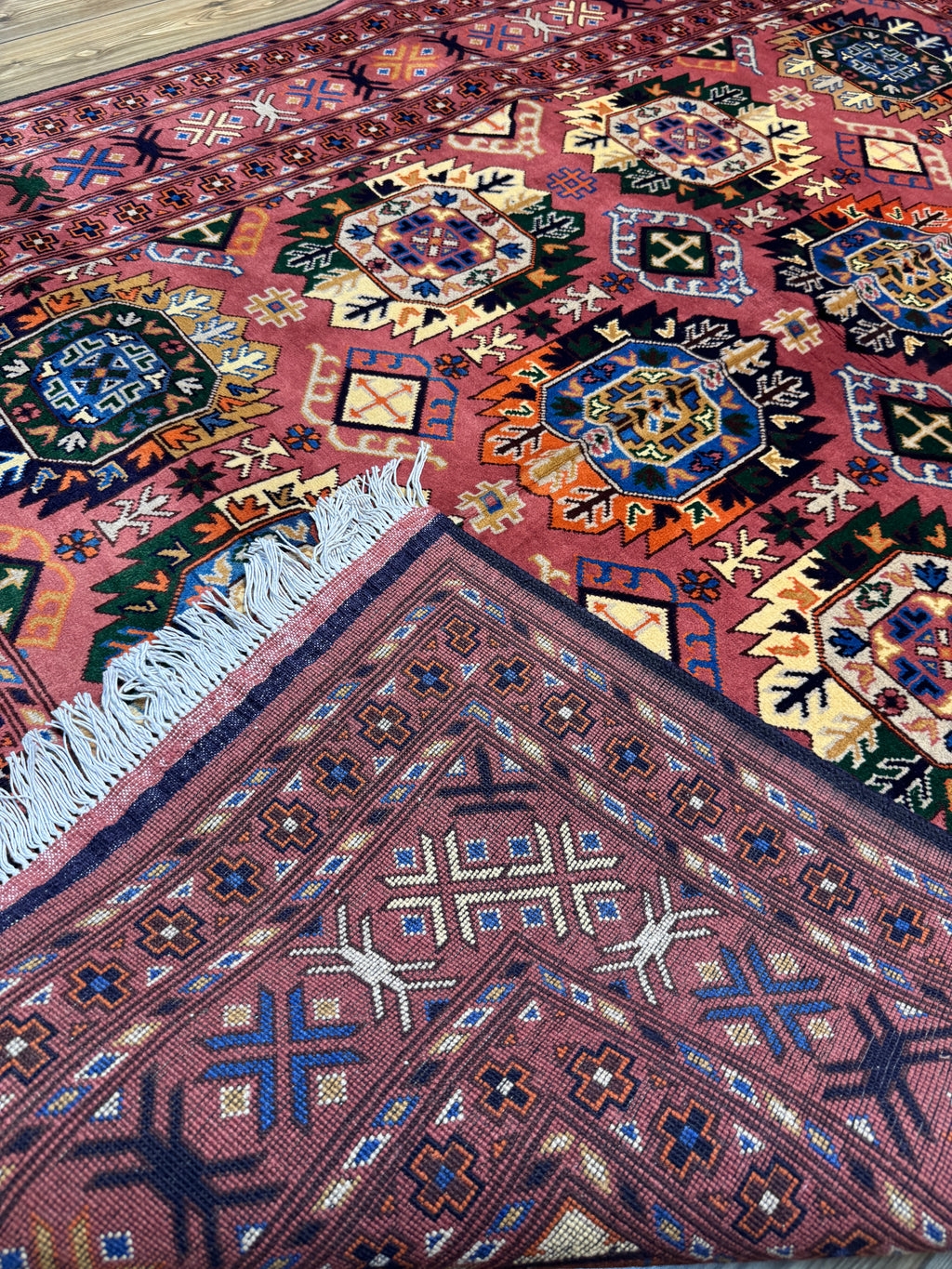 Kazak – Rust & Multi Octagon Gul Grid