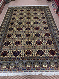 Afghan Mauri — Cream Field with Burgundy & Navy Guls