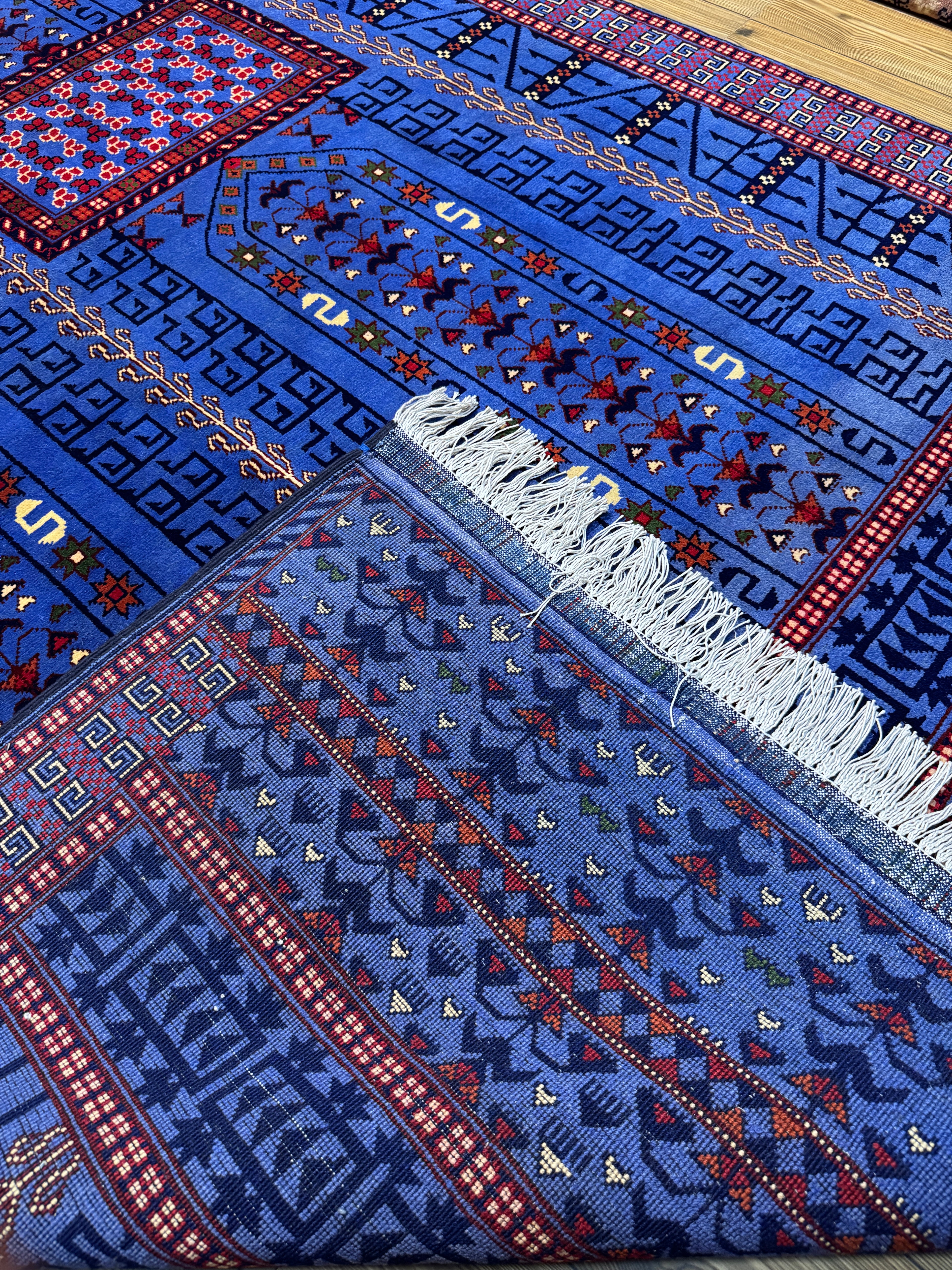 Afghan Turkoman – Royal Blue Four-Mihrab Prayer Design