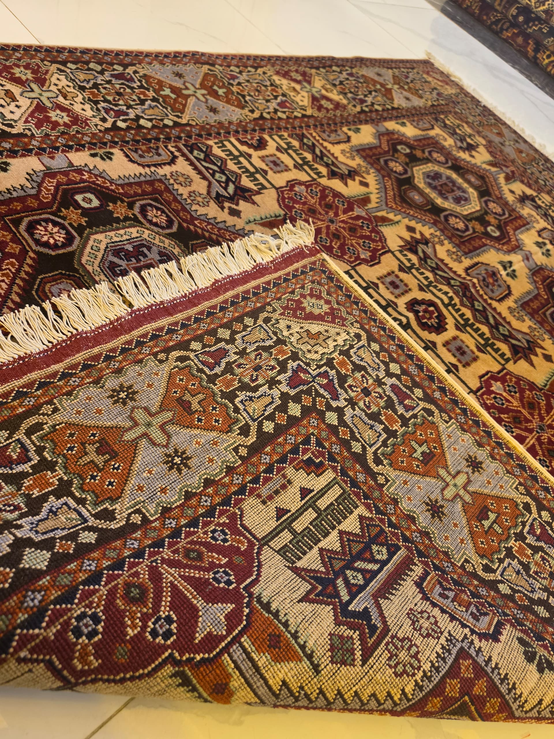 Handmade Mamluk-Revival Rug – Royal Blue & Ivory Star Medallion