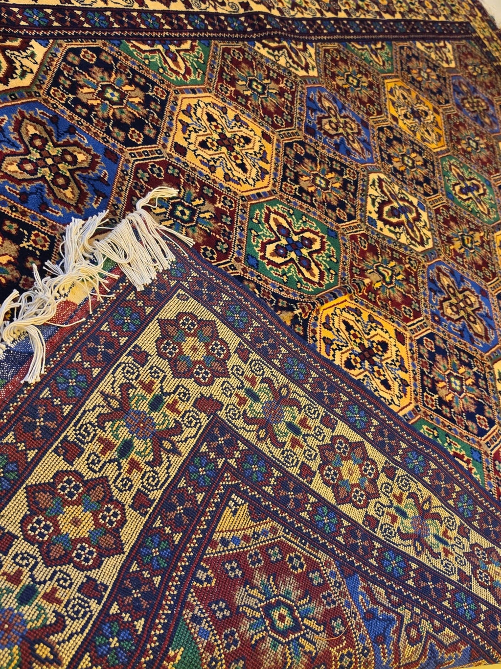 Handmade Beshir Rug – Cream & Maroon Octagon Lattice, Afghan Wool - AL Safi Rug House