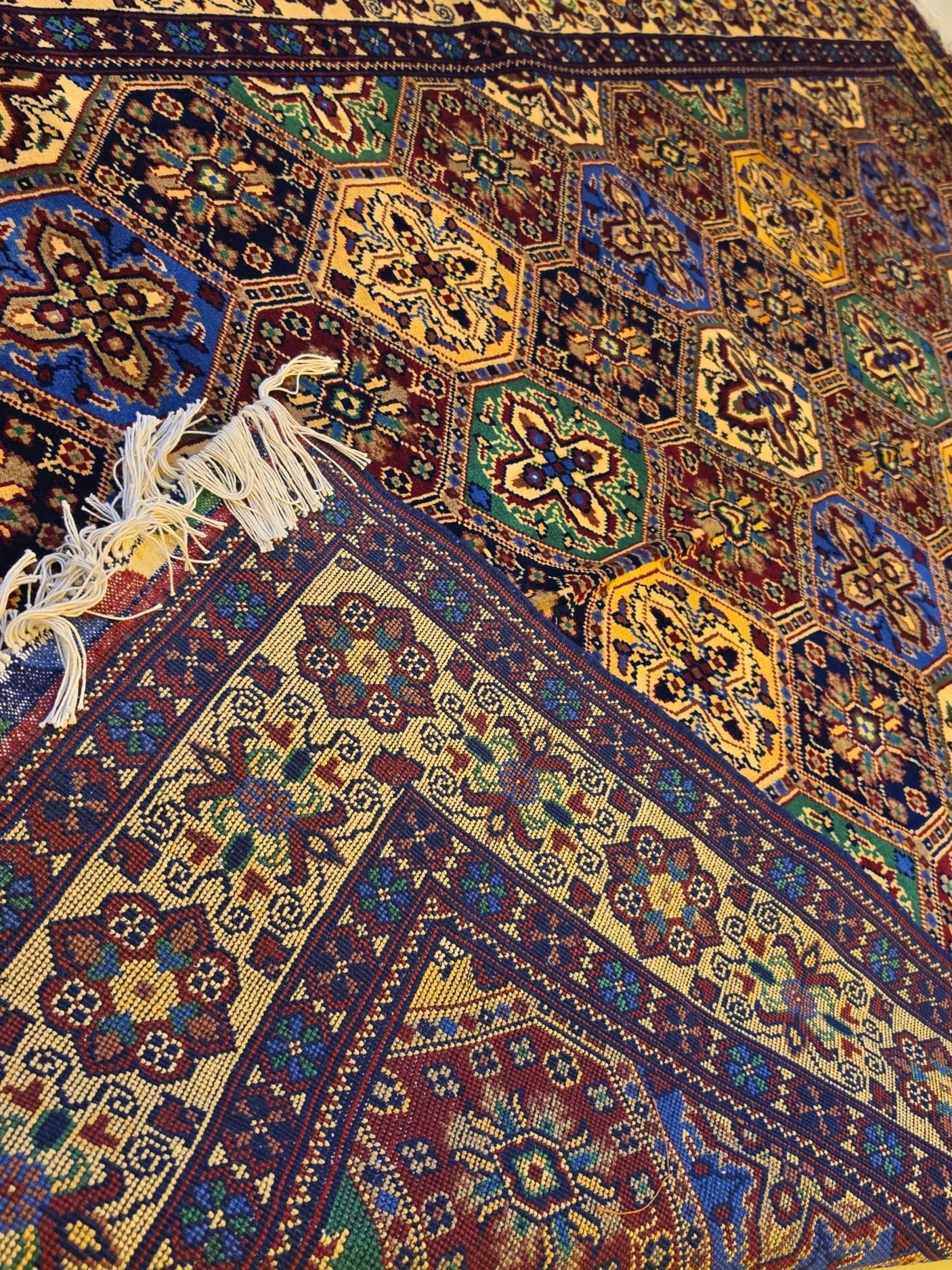 Handmade Beshir Rug – Cream & Maroon Octagon Lattice, Afghan Wool - AL Safi Rug House