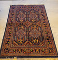 Handmade Sulayman Rug Navy & Gray Diamond Medallions, Afghan Wool 5x7 - AL Safi Rug House